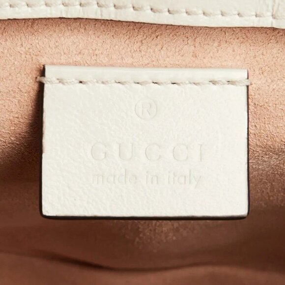 Gucci Blue/White Quilted Leather Marmont Mini Torchon Top Handle Crossbody Bag - Picture 9 of 12